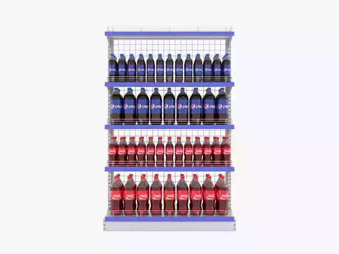 Supermarket Beverage Single Wire Shelf 3D model
