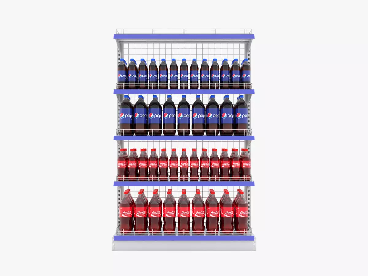 Supermarket Beverage Single Wire Shelf 3D model_0