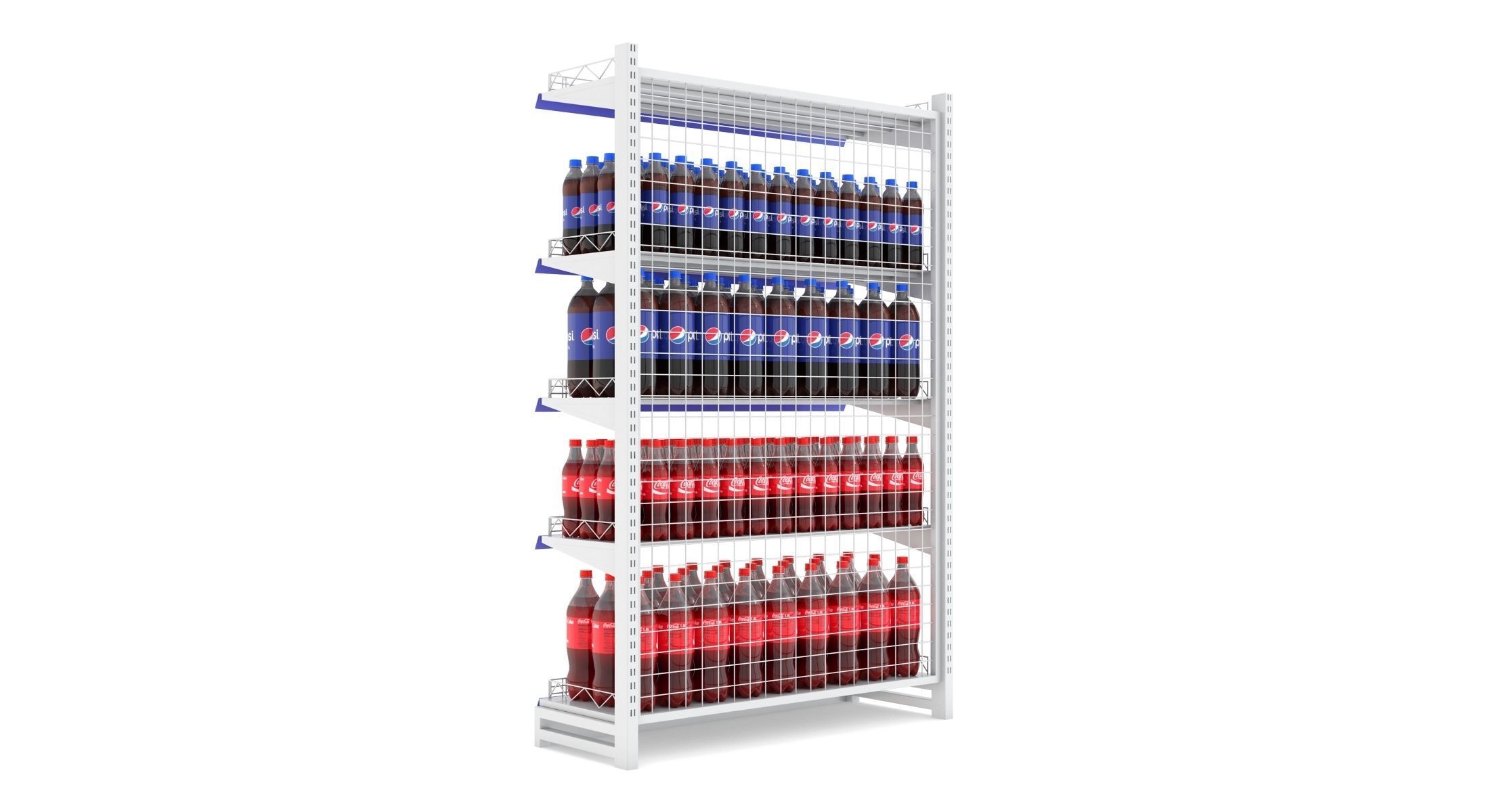 Supermarket Beverage Single Wire Shelf 3D model_3