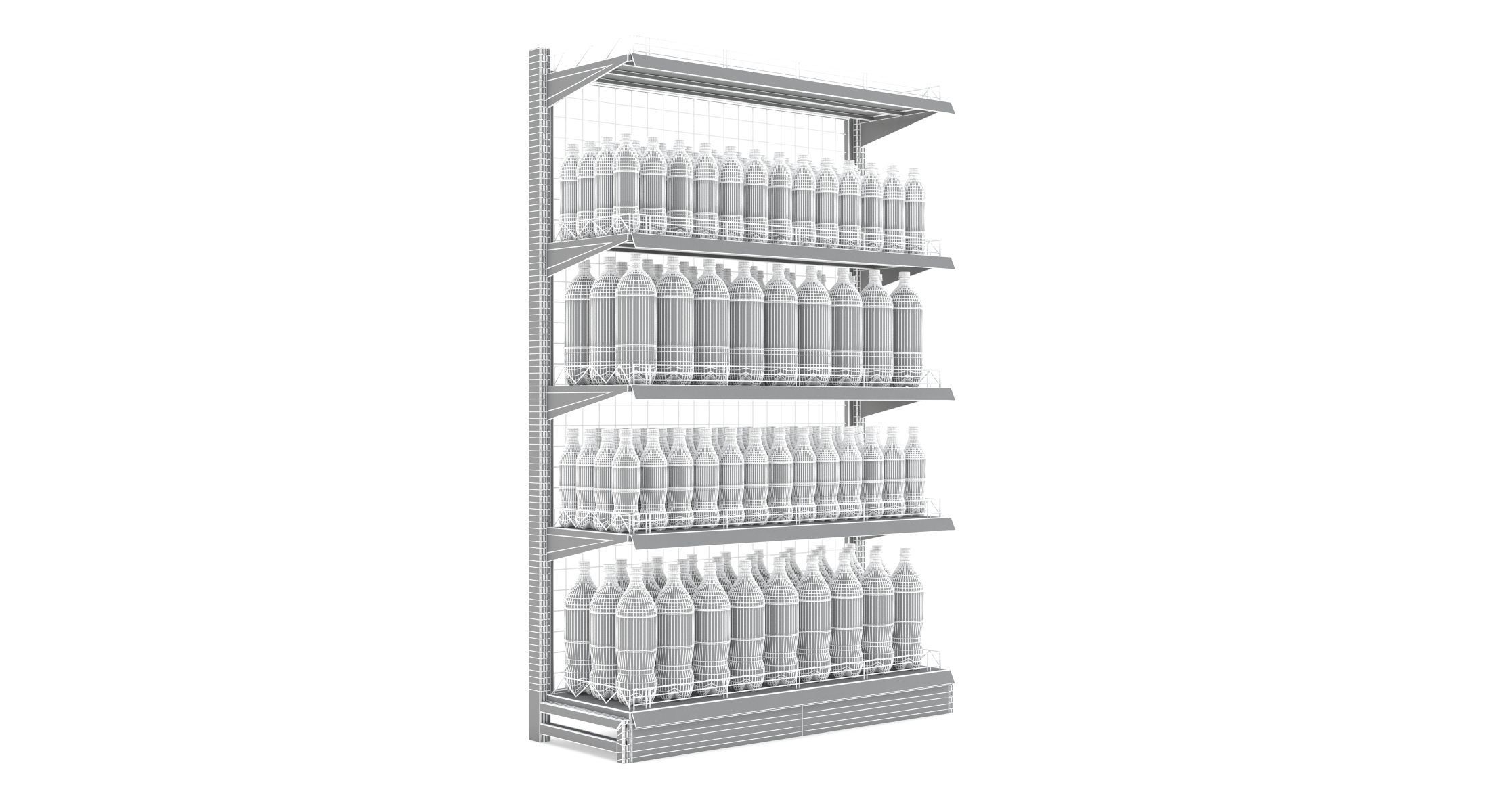 Supermarket Beverage Single Wire Shelf 3D model_8