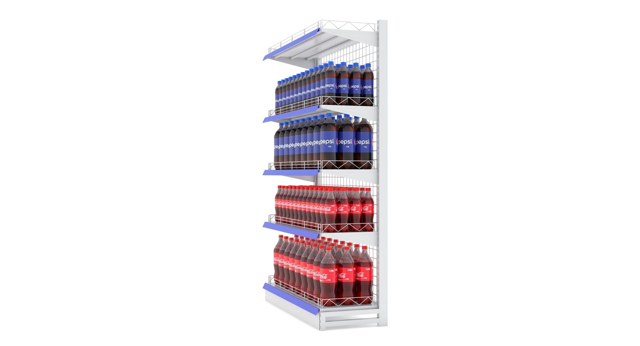 Supermarket Beverage Single Wire Shelf 3D model_4