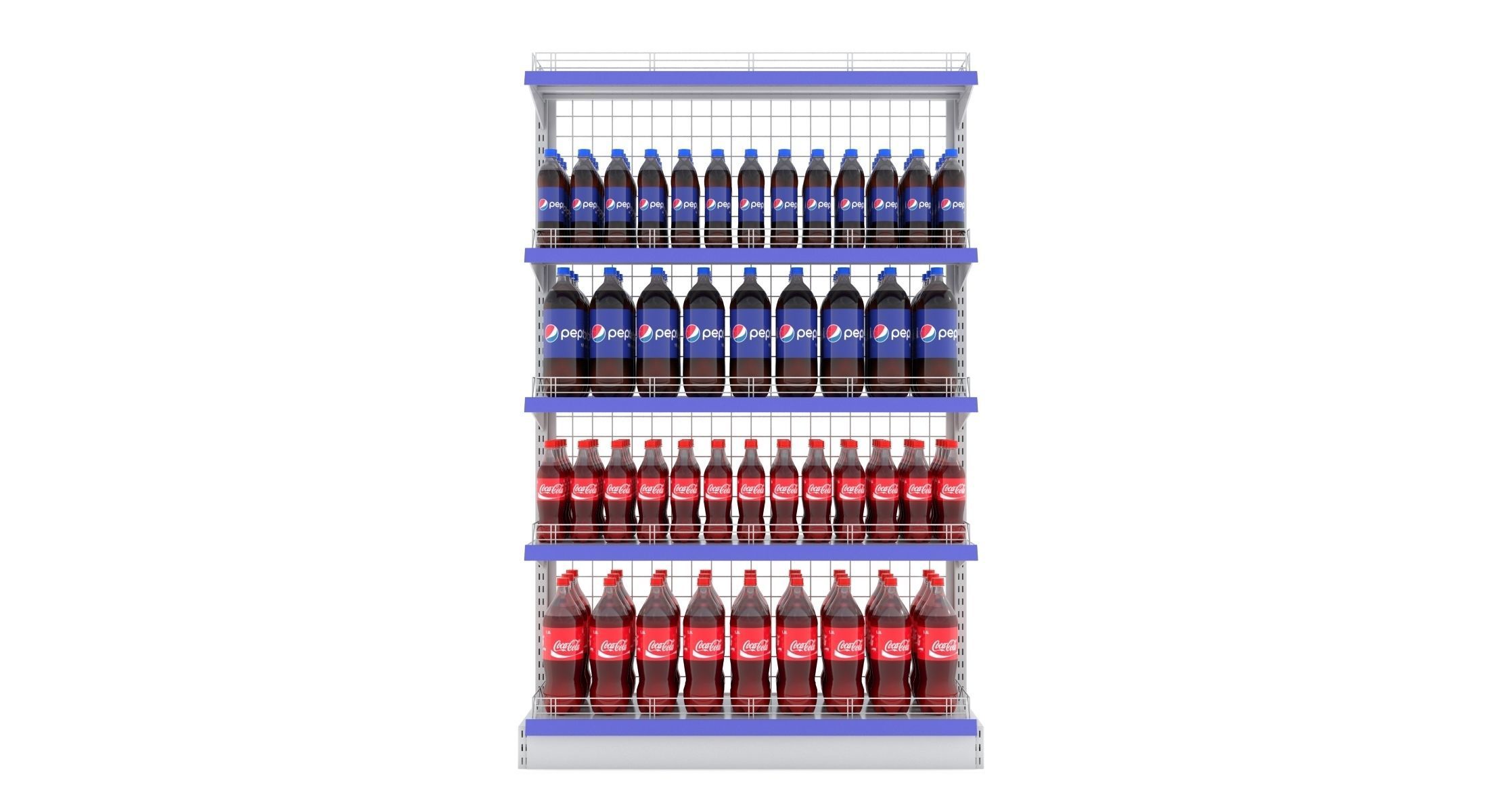 Supermarket Beverage Single Wire Shelf 3D model_1