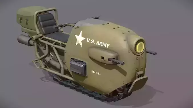 WW2 Tracked Motorcycle Low-poly 3D model