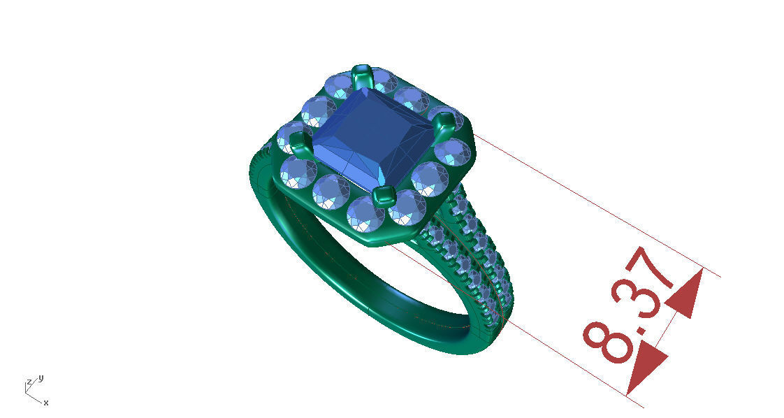R ES019 engagement ring with princess cut diamonds 3D print model_5