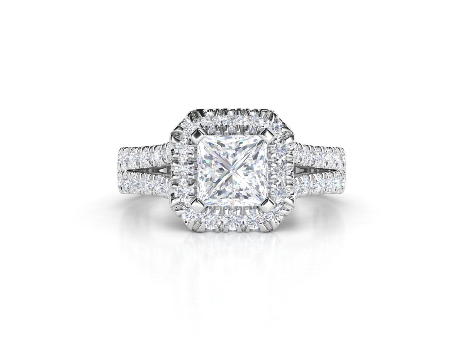 R ES019 engagement ring with princess cut diamonds 3D print model_1