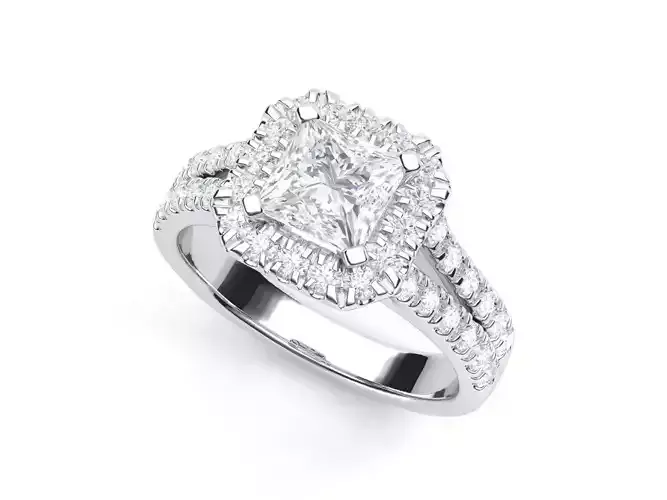 R ES019 engagement ring with princess cut diamonds