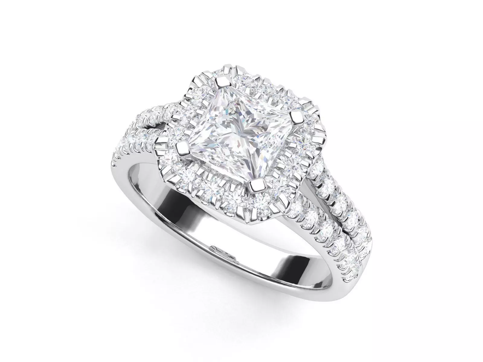R ES019 engagement ring with princess cut diamonds 3D print model_0