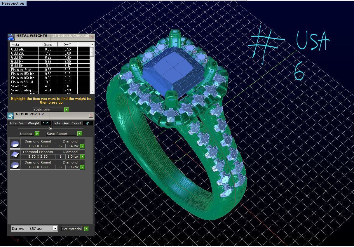 R ES019 engagement ring with princess cut diamonds 3D print model_7