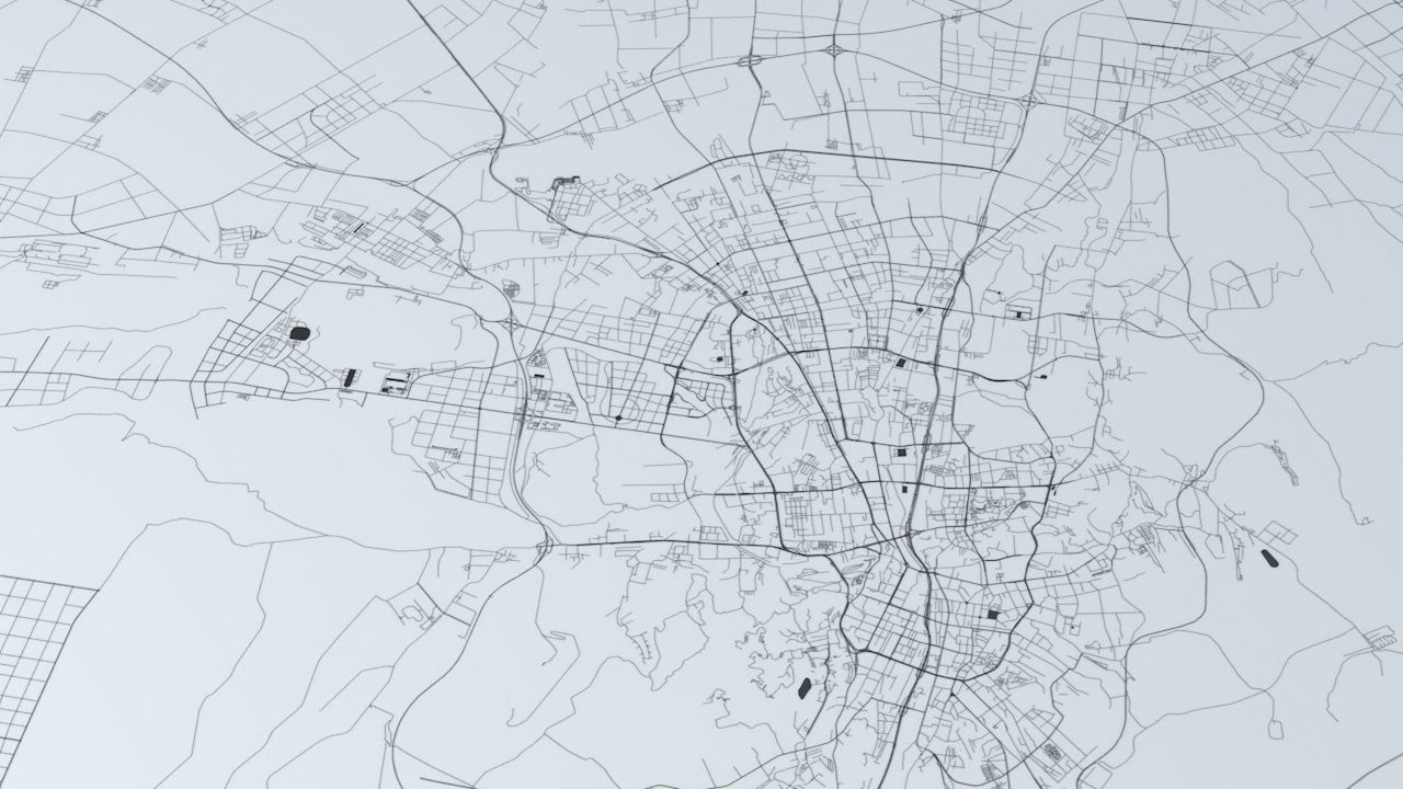 Urumqi Road Network and Streets 3D model_3