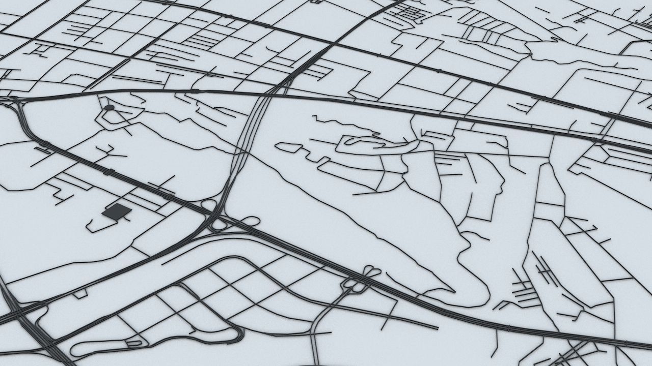 Urumqi Road Network and Streets 3D model_6