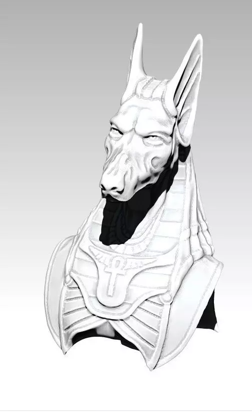 Anubis bust head dog detailed 3D print model_0