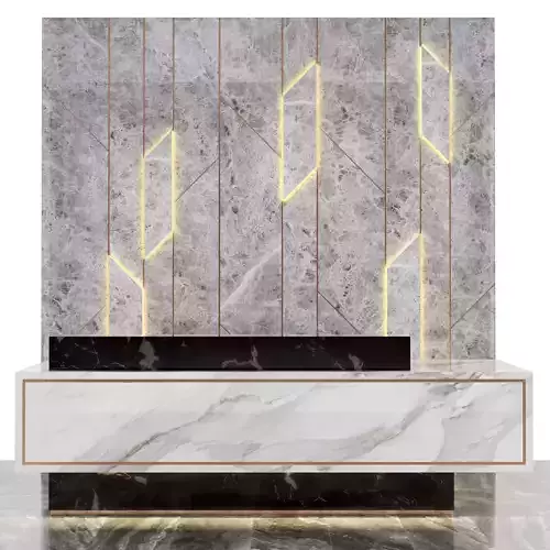 Reception marble desk with wall