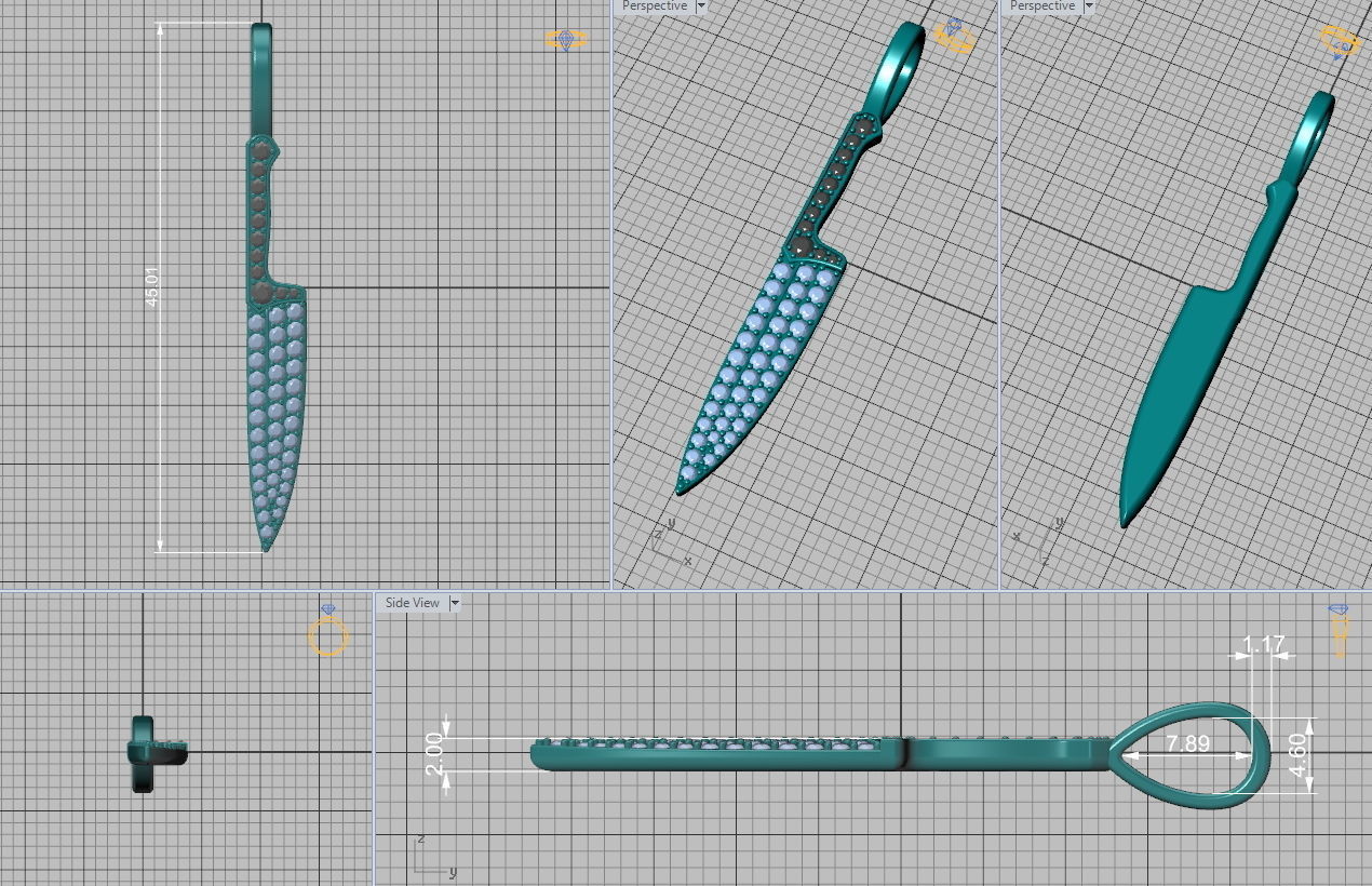 Diamond Knife pendant 3dmodel 3D print model_3
