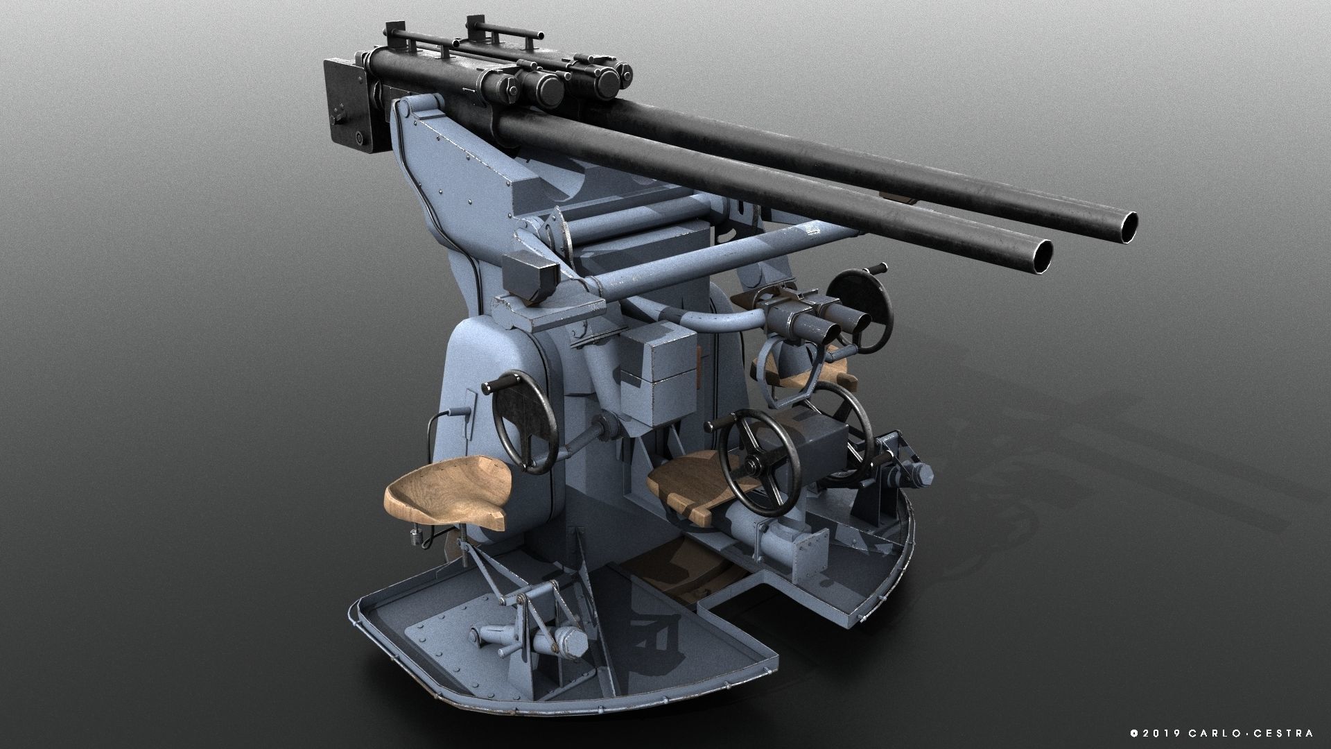 3D model German 37mm SK C30 anti-aircraft gun VR / AR / low-poly | CGTrader