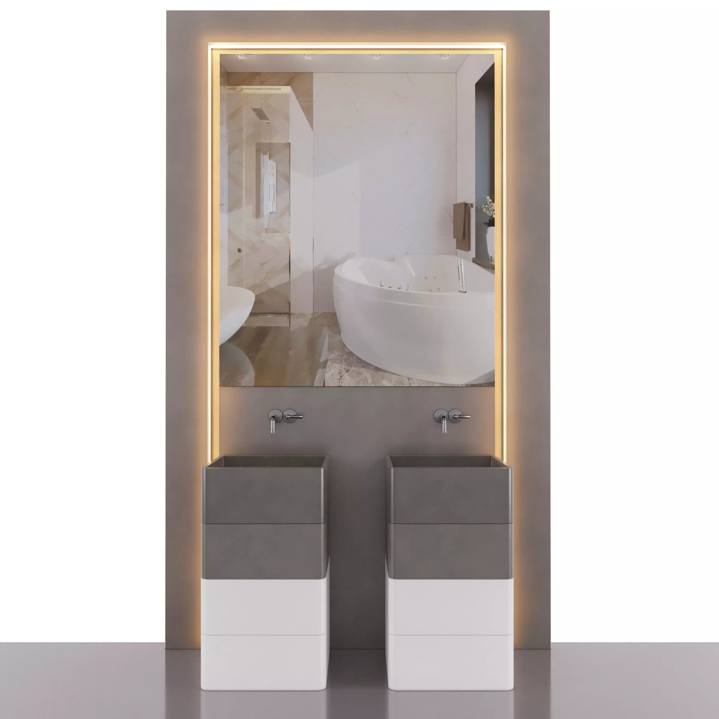 Bathroom door with two boxes 3D model