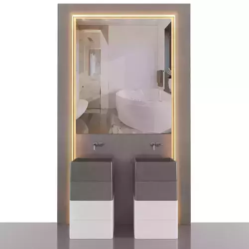 Bathroom door with two boxes