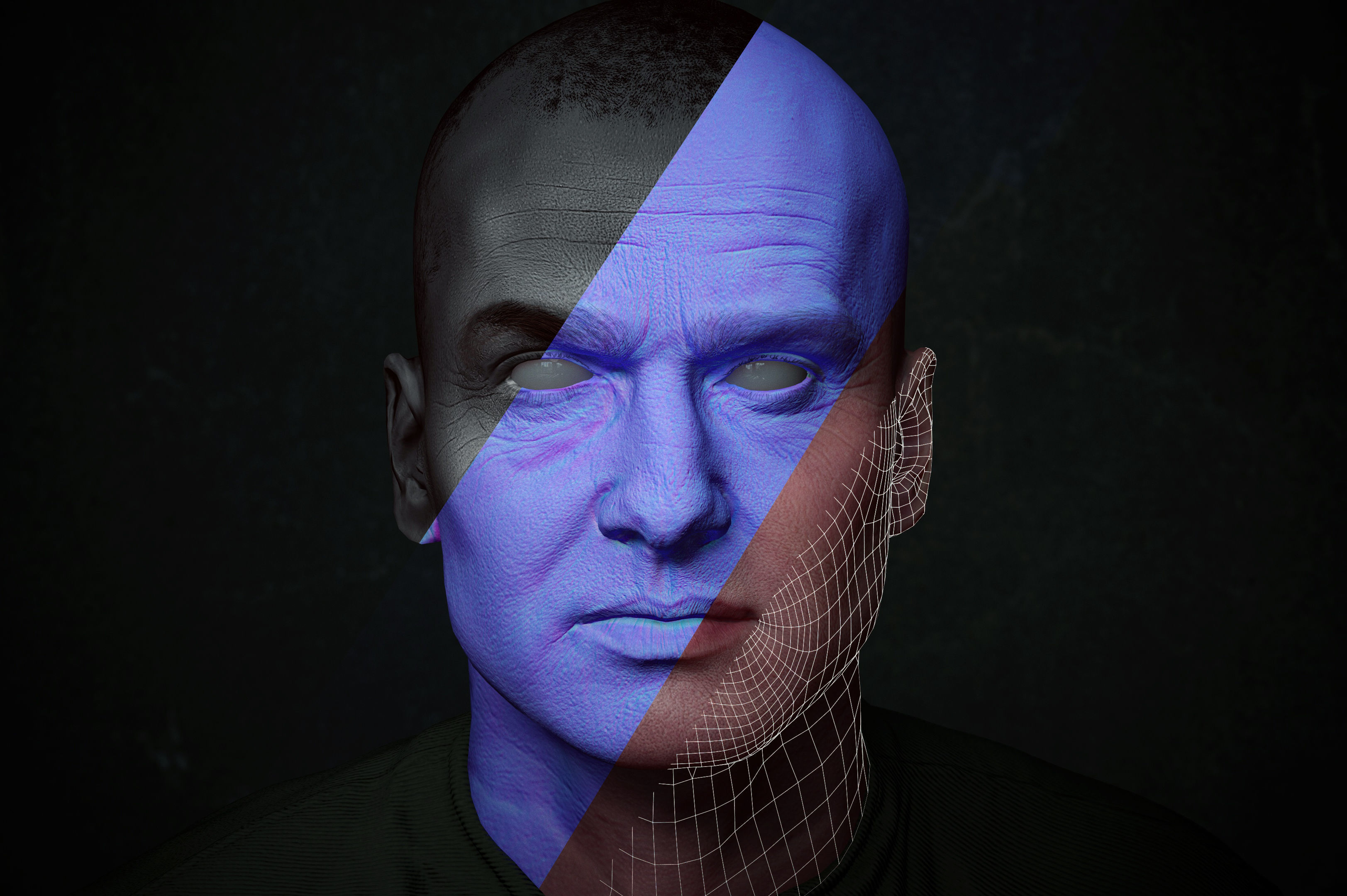 Game Animation Ready Male Face with 8K textures Low-poly 3D model_6