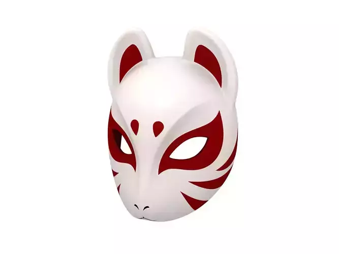 Japanese Fox Mask  Low-poly 3D model