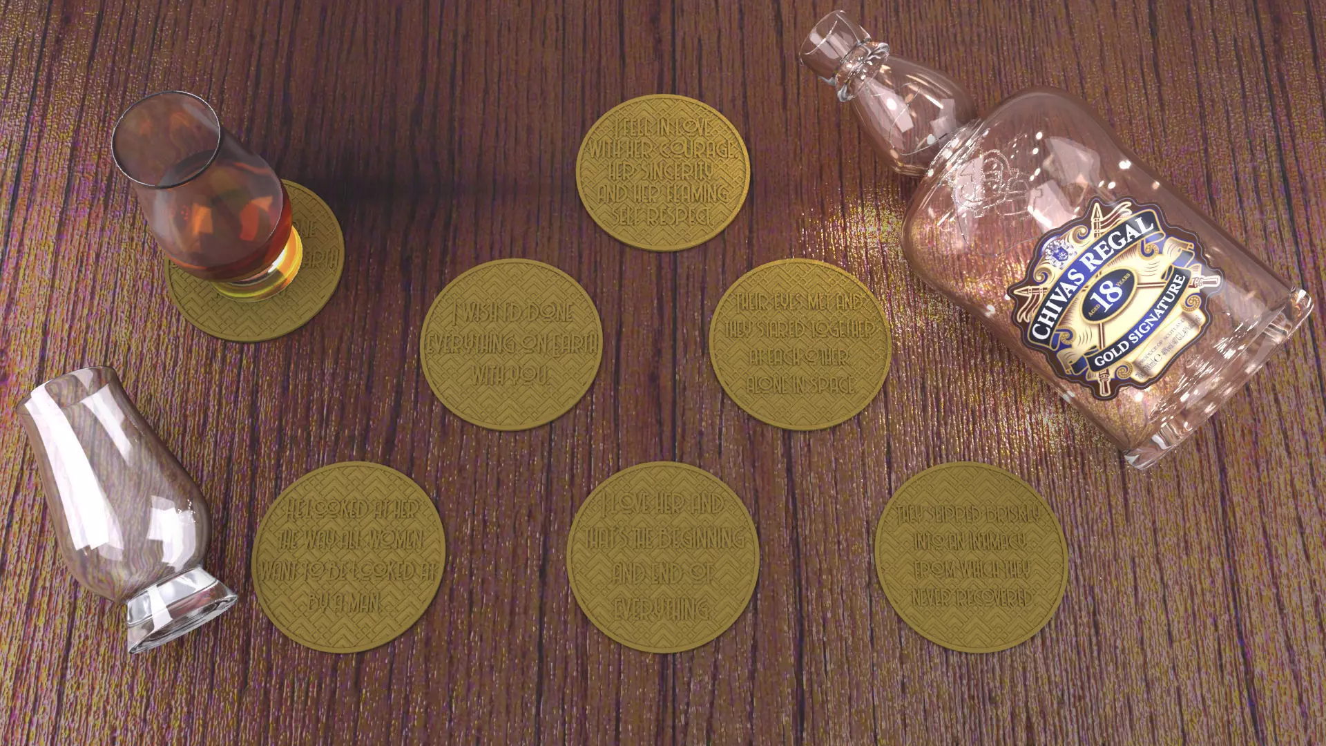 Set of 6 Coasters with quotes from The Great Gatsby 3D print model_0