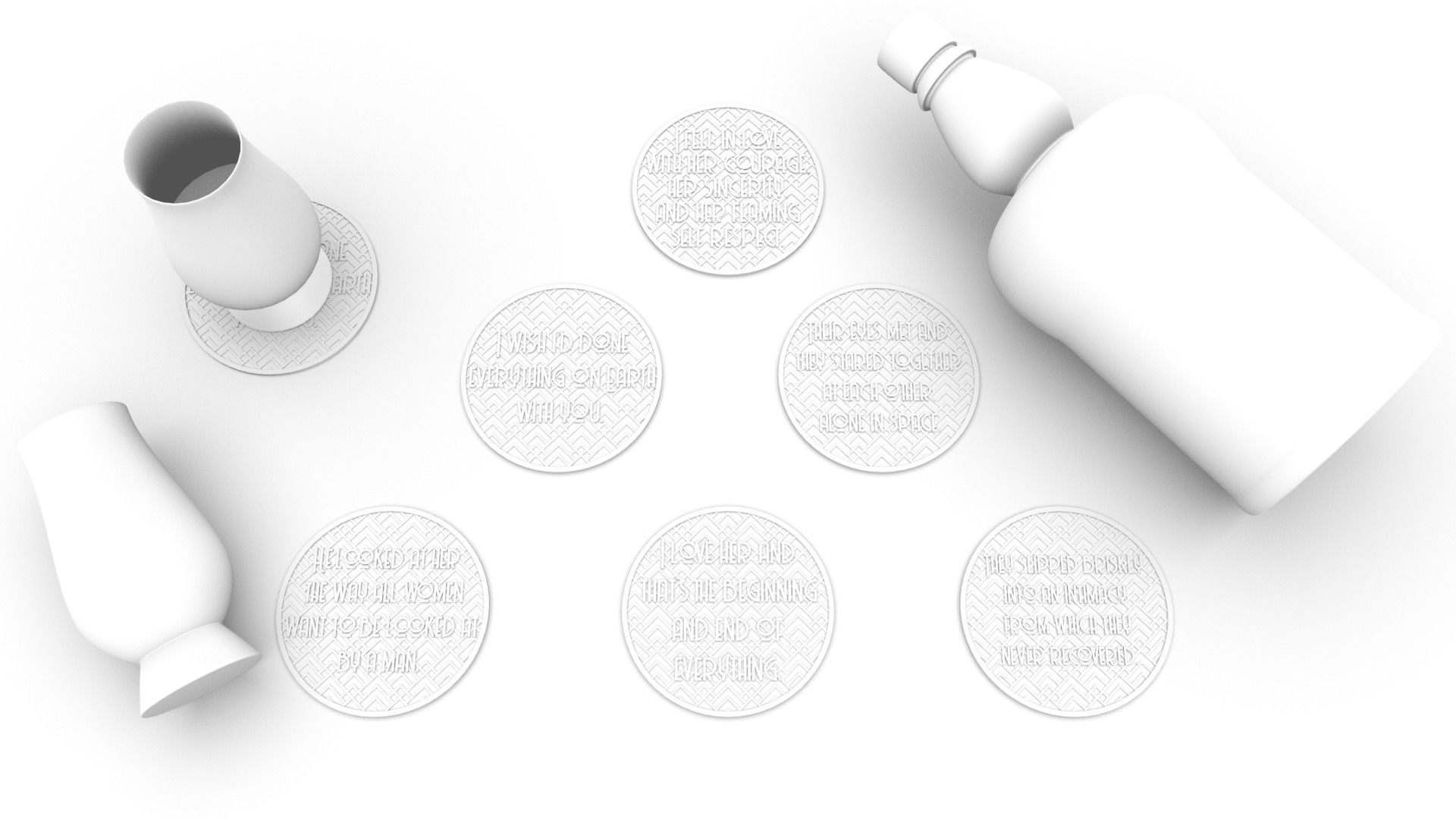 Set of 6 Coasters with quotes from The Great Gatsby 3D print model_1