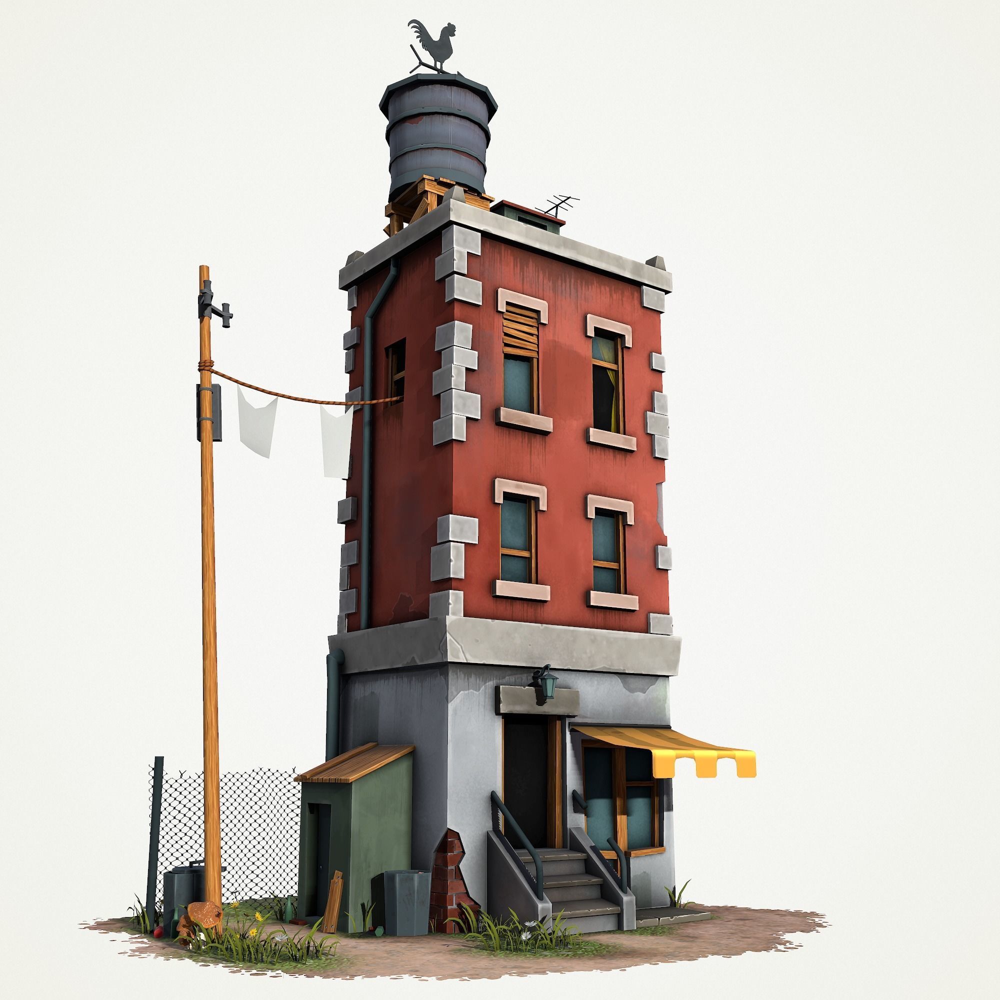 Cartoony Buiding v3 Low-poly 3D model_6