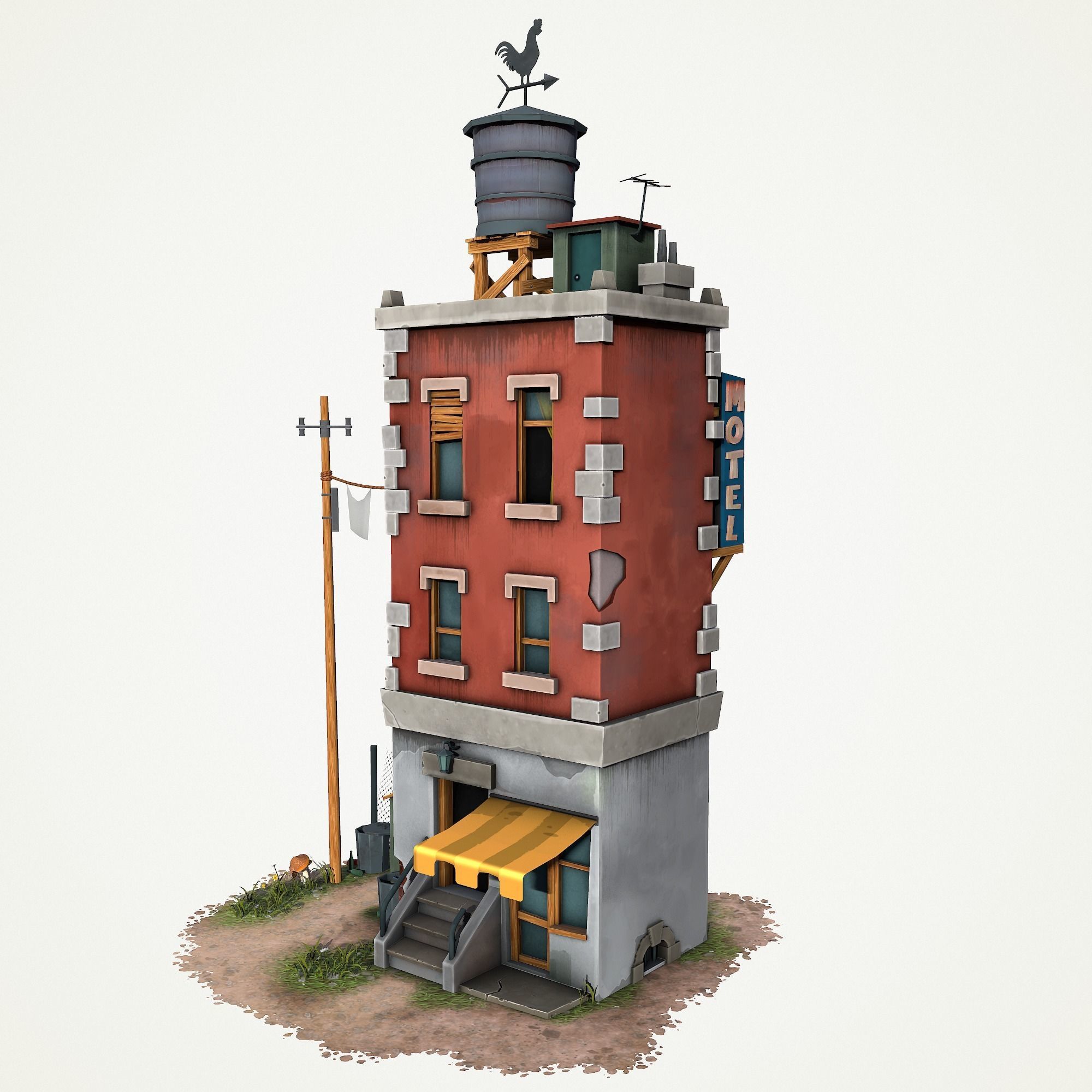 Cartoony Buiding v3 Low-poly 3D model_5