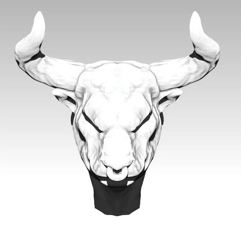 Bull head with horn 3D print model