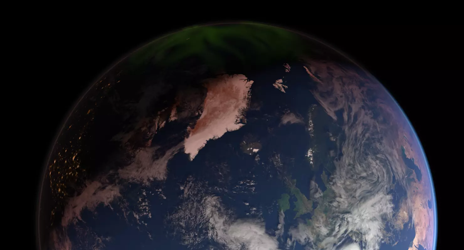 Photorealistic Animated Earth Aurora Clouds Atmosphere 43K 3D model