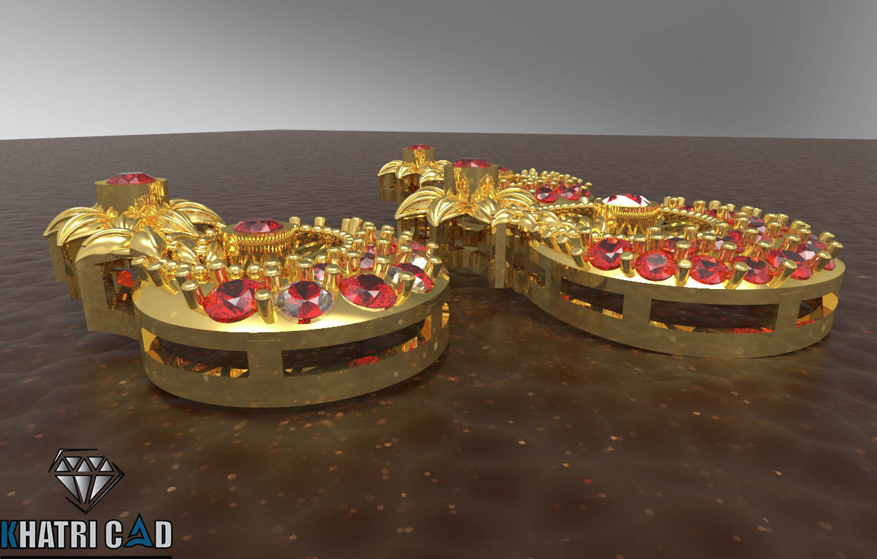 Flower Pendant with gemstones 3D print model_2