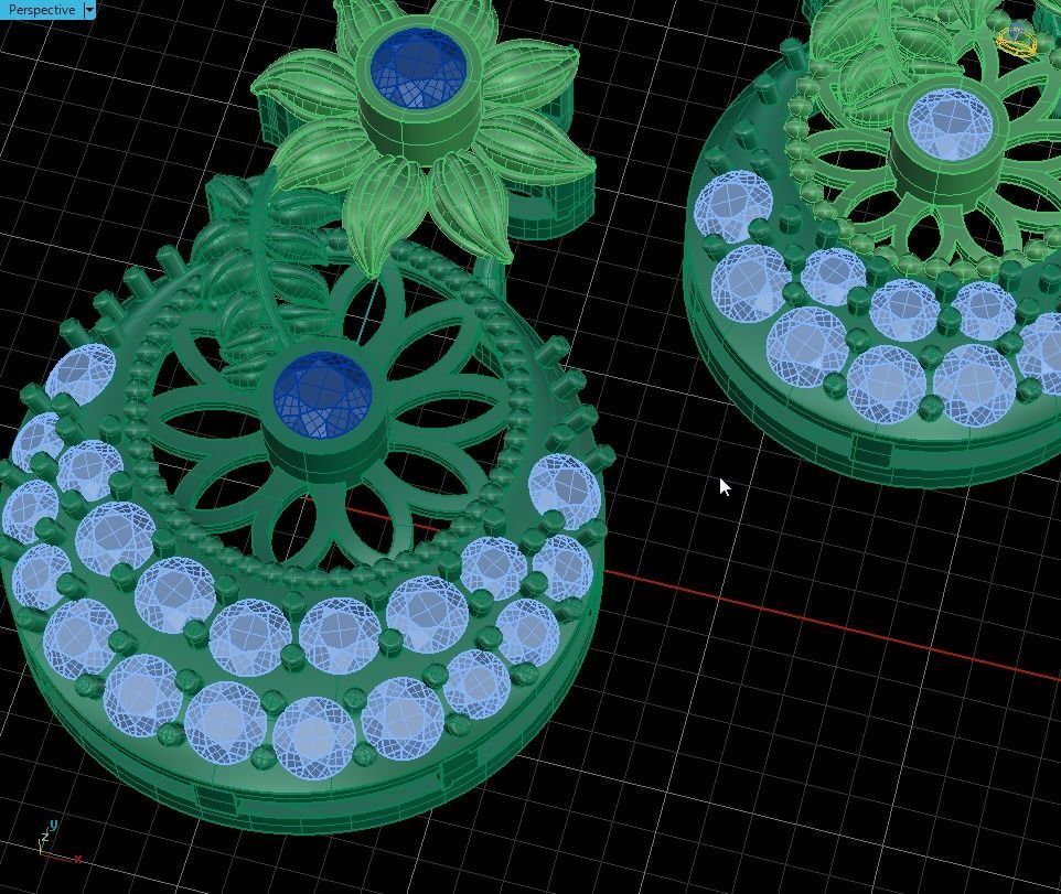 Flower Pendant with gemstones 3D print model_8