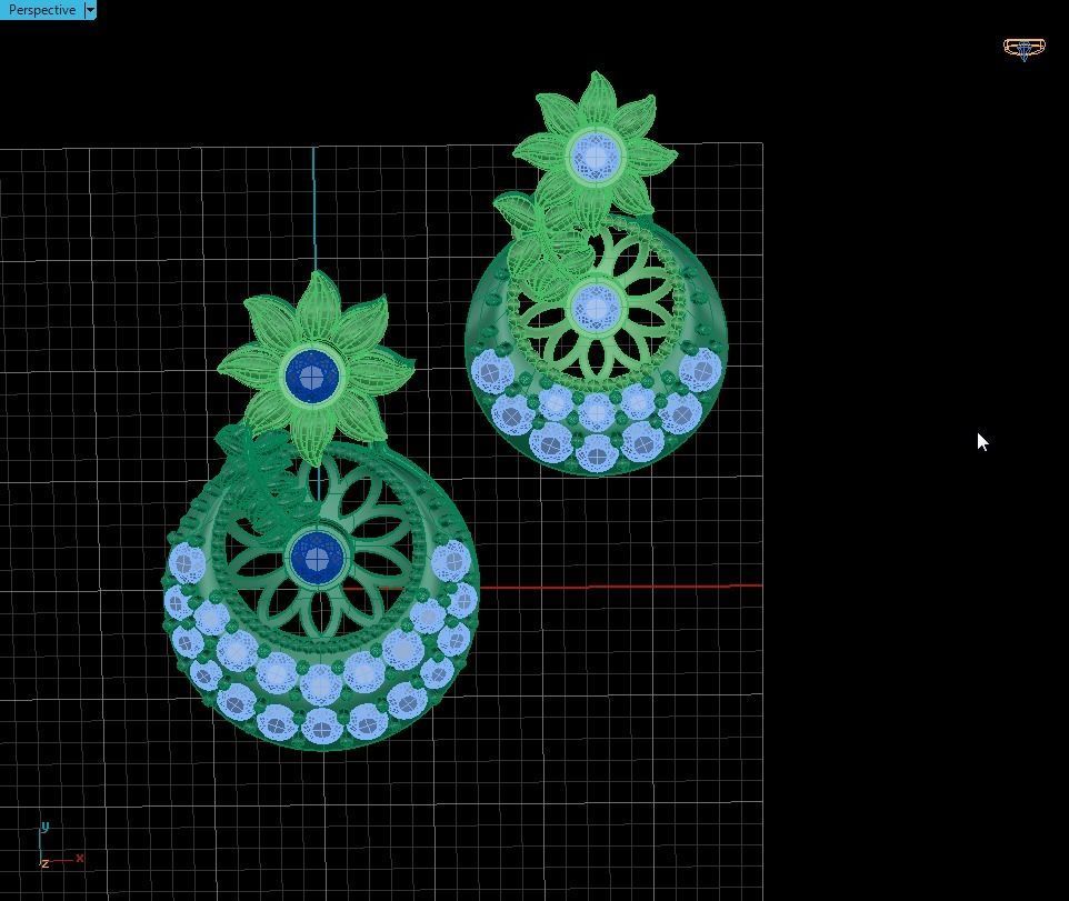 Flower Pendant with gemstones 3D print model_7