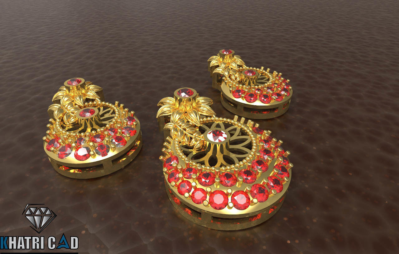 Flower Pendant with gemstones 3D print model_4