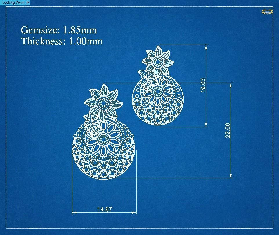 Flower Pendant with gemstones 3D print model_11