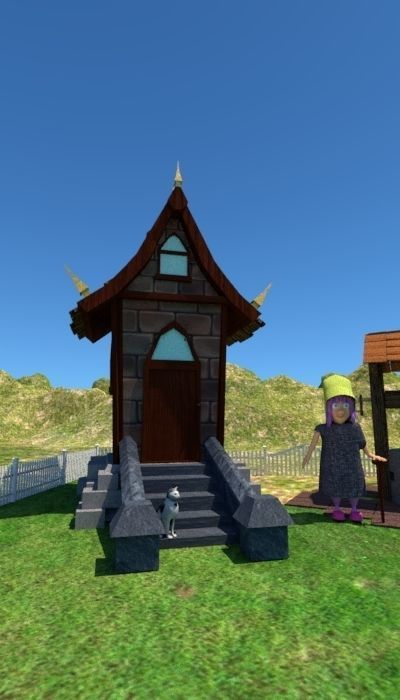 House in the village Low-poly 3D model_1