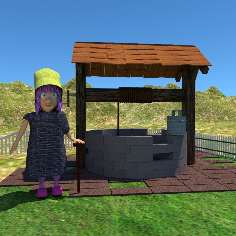 House in the village Low-poly 3D model_2