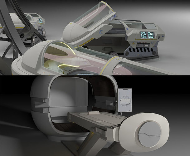 Sci Fi Cryo and Med Pods 3D Model Collection