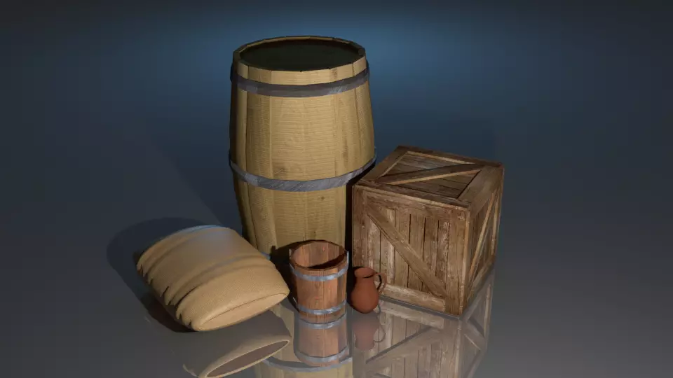 Furniture Game Asset  Free low-poly 3D model_0