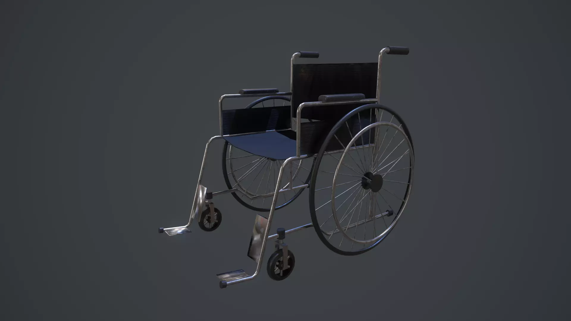 Wheelchair Low-poly 3D model_0