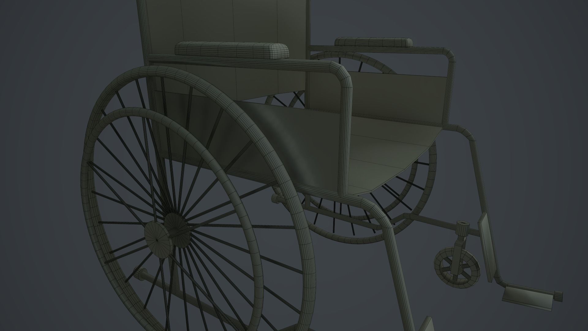 Wheelchair Low-poly 3D model_9