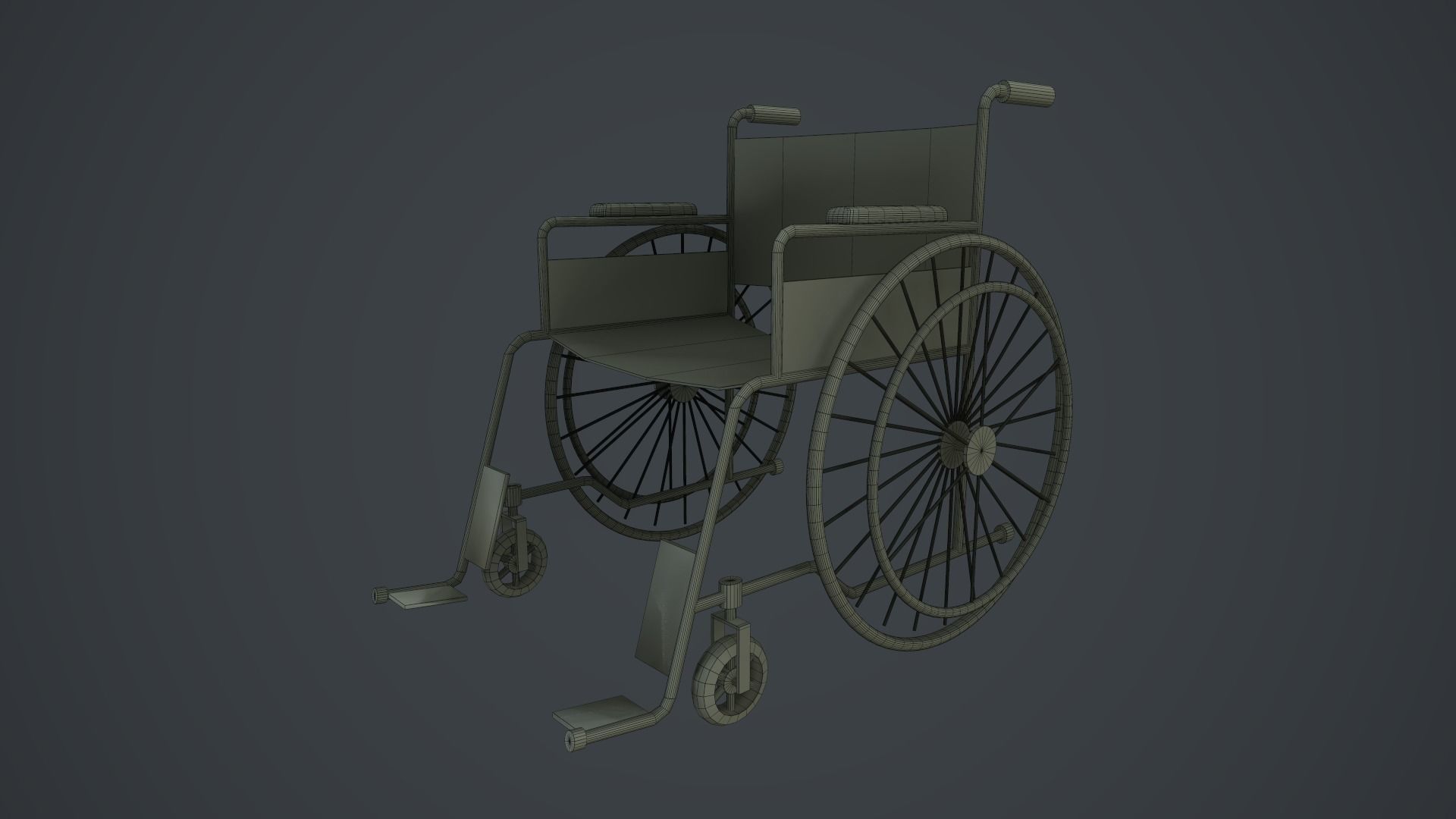 Wheelchair Low-poly 3D model_2