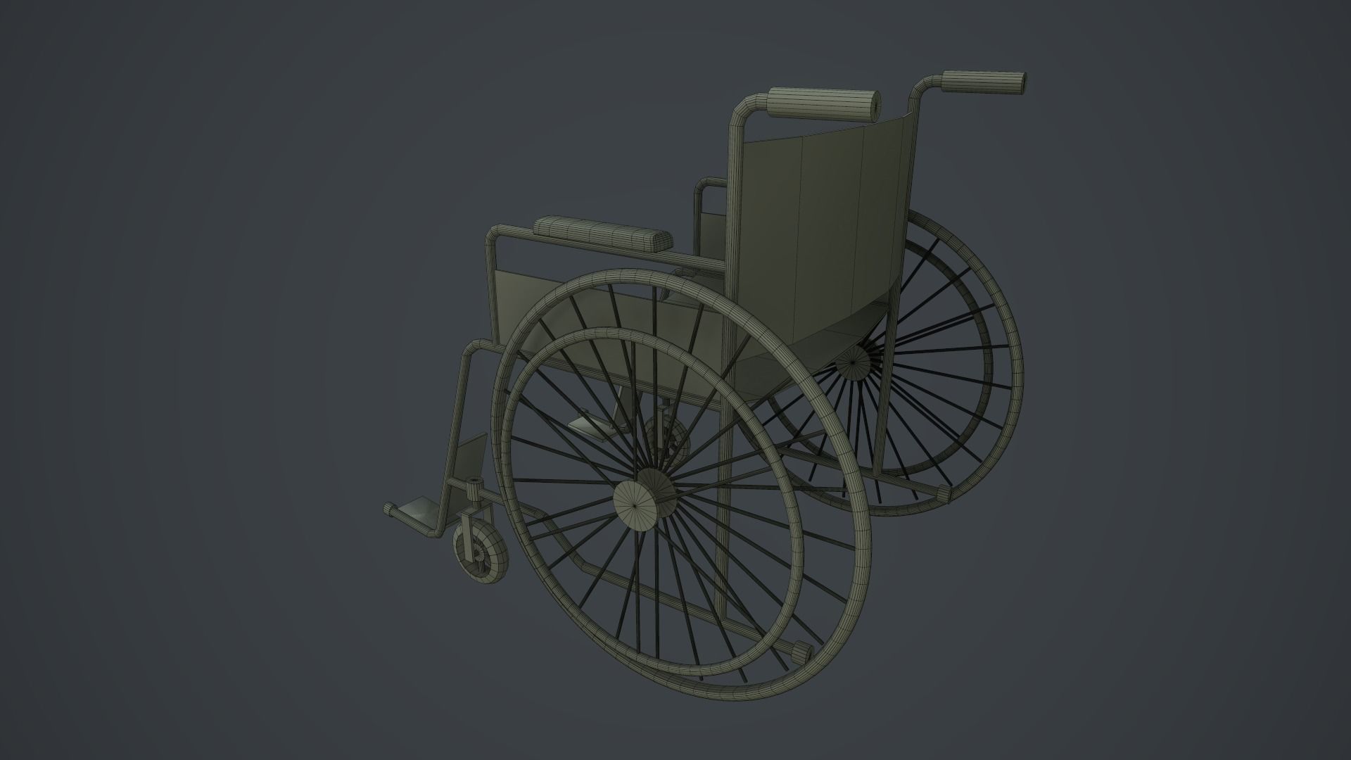 Wheelchair Low-poly 3D model_8