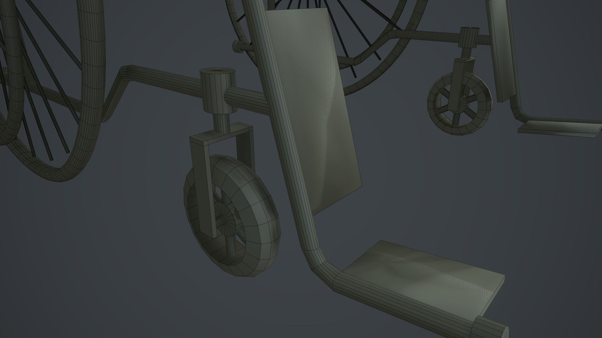 Wheelchair Low-poly 3D model_10