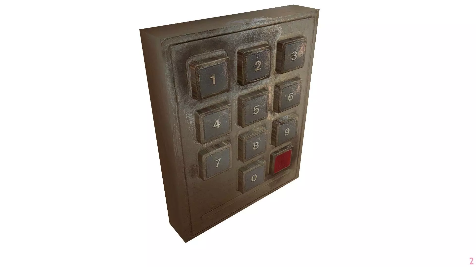 Keypad lock device Low-poly 3D model_0