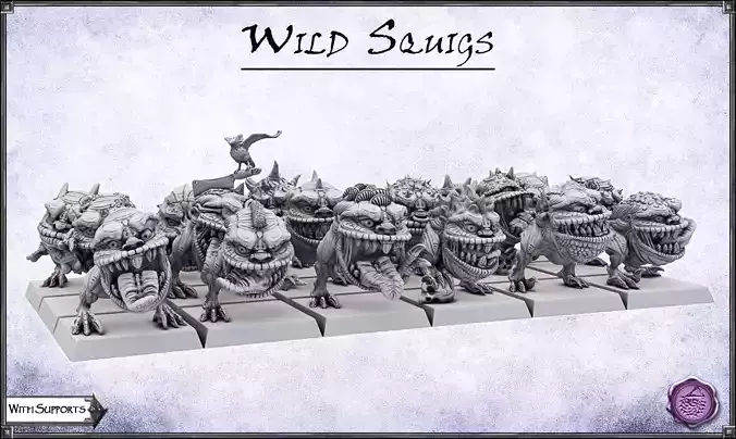 Wild Orc Squigs Herd -UNIT- 28mm Miniatures 3D print model