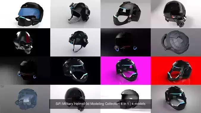 SiFi Military Helmet 3d Modeling Collection 4 in 1
