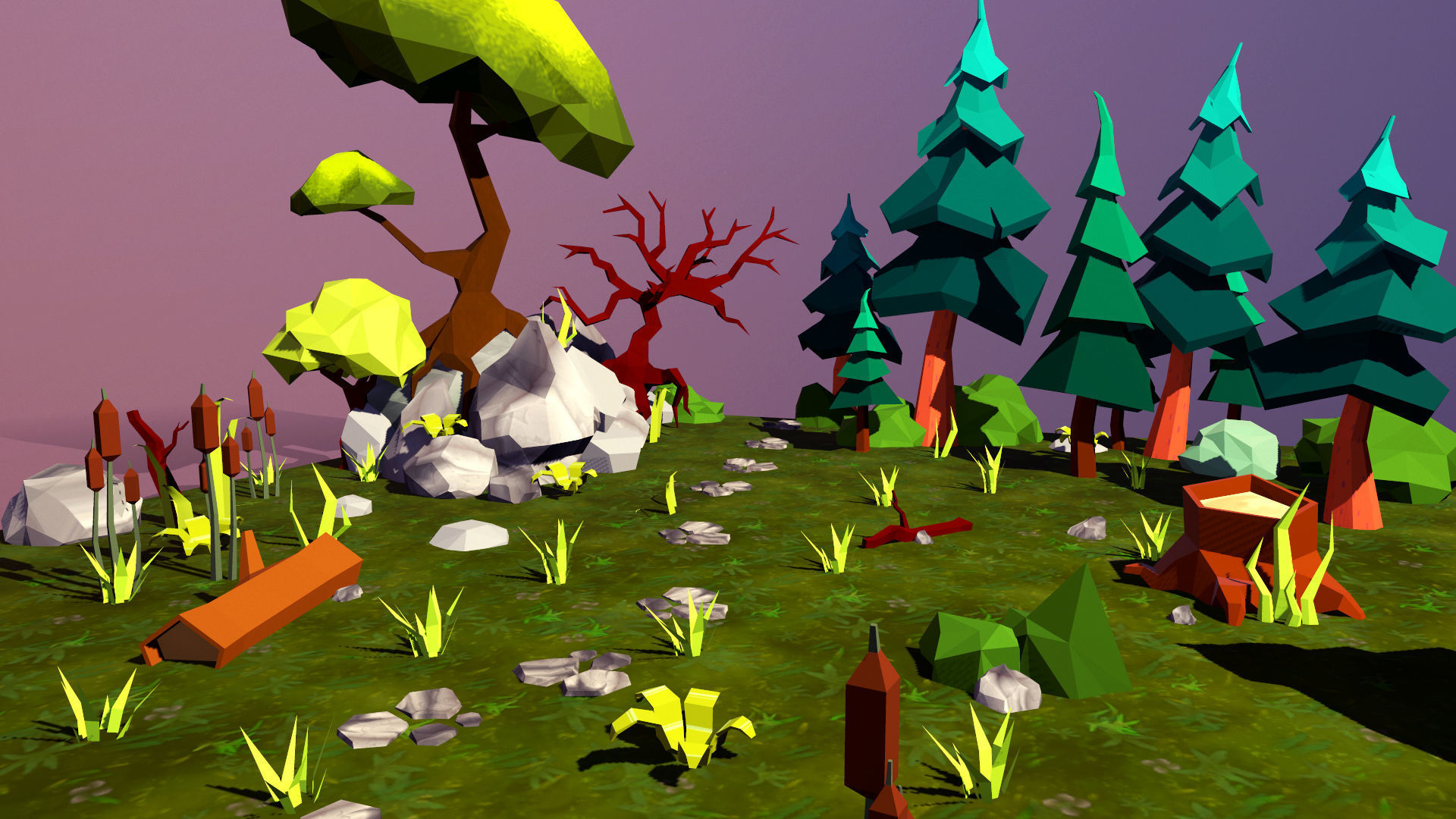 Lowpoly forest game asset Low-poly 3D model_1