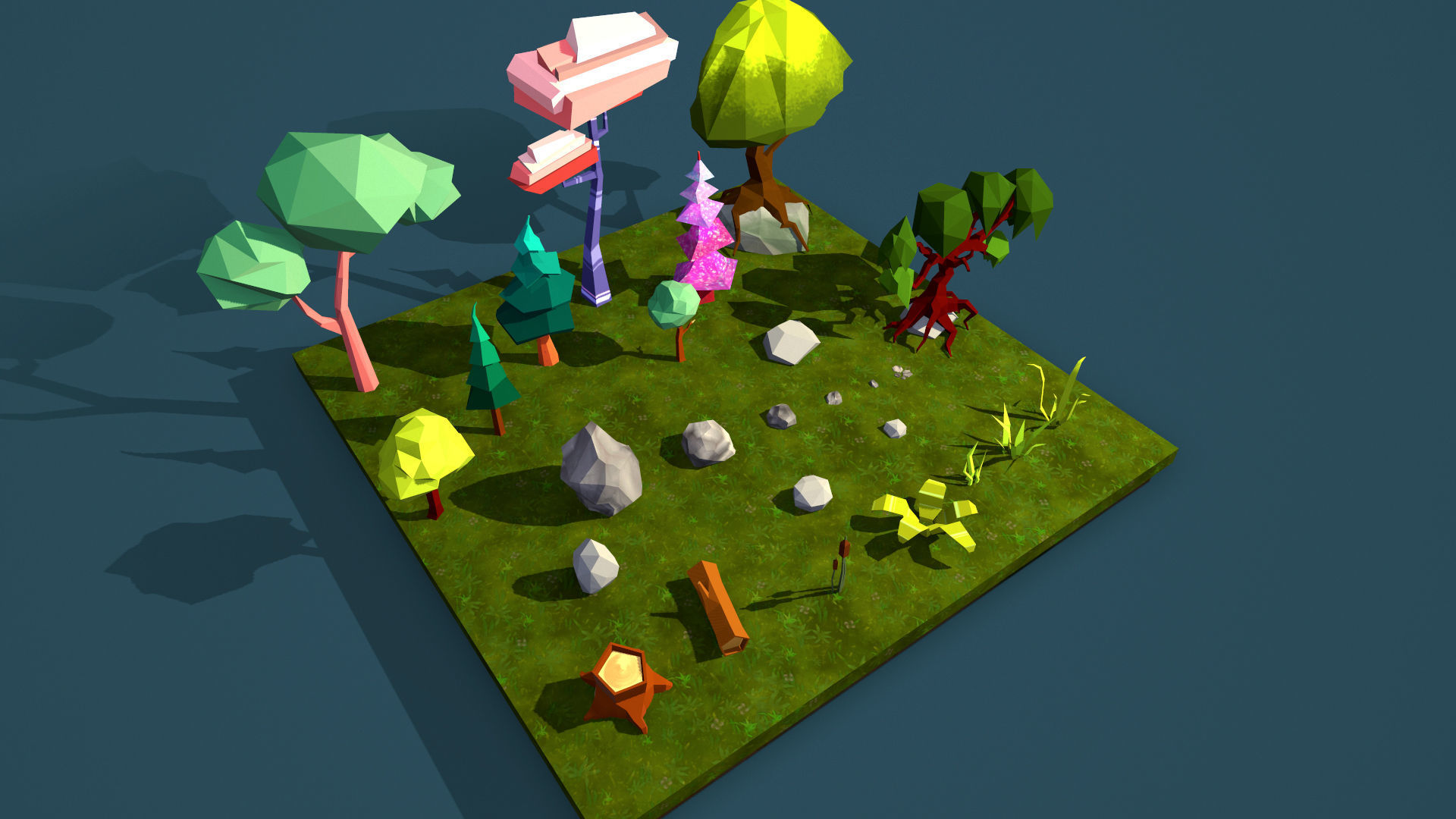 Lowpoly forest game asset Low-poly 3D model_3