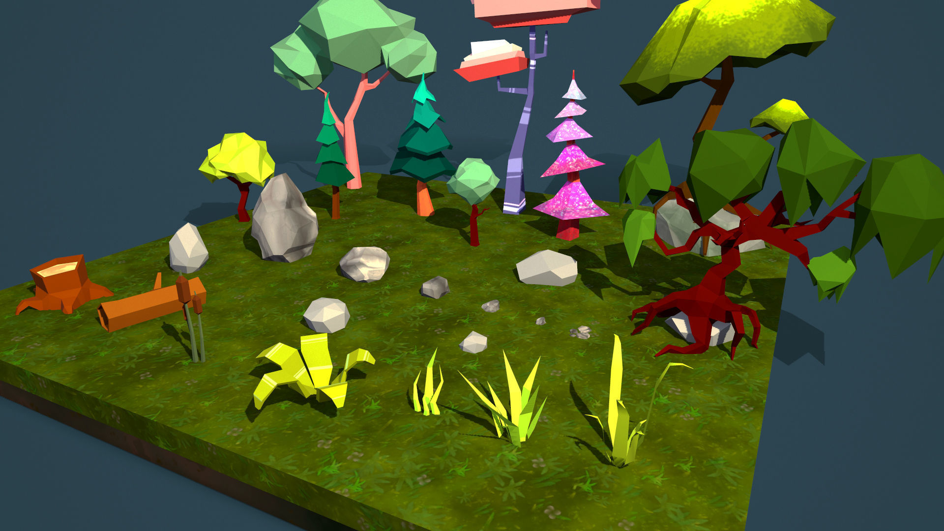 Lowpoly forest game asset Low-poly 3D model_4