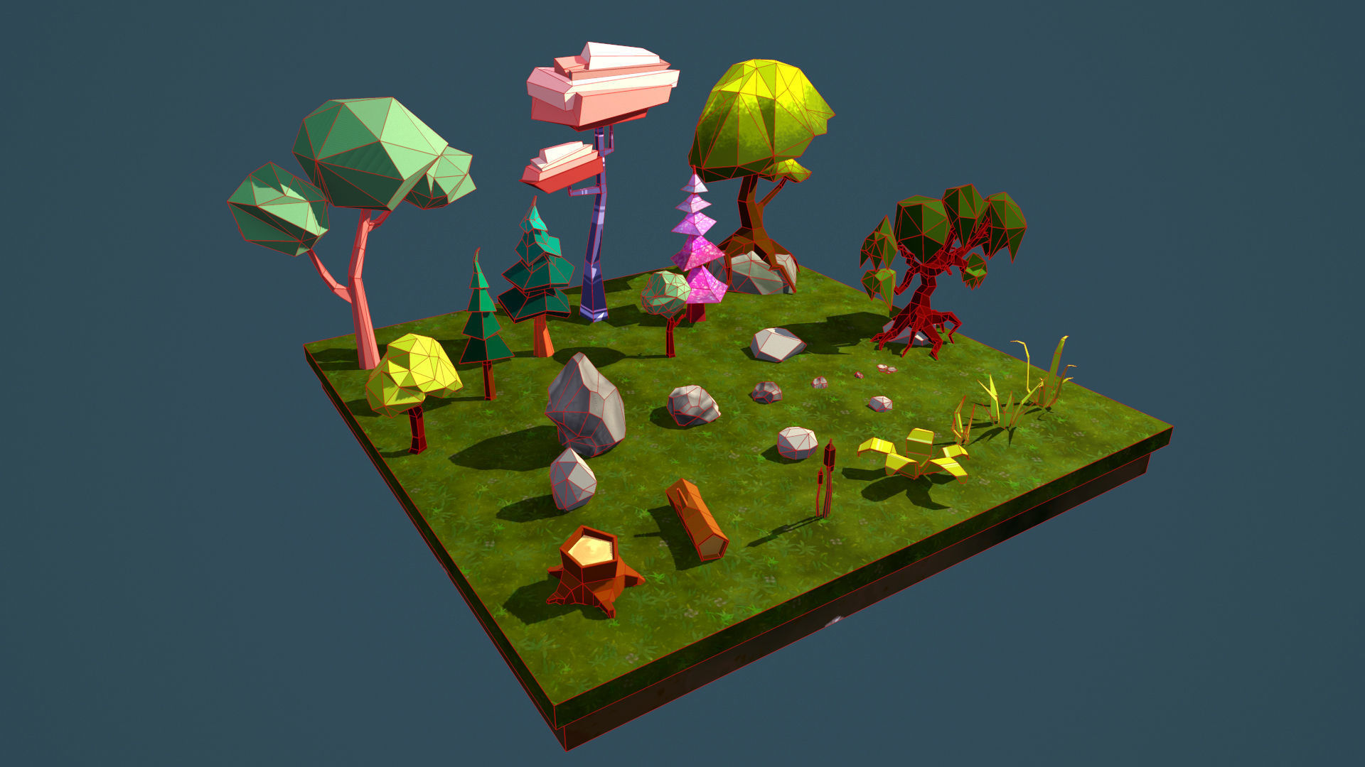 Lowpoly forest game asset Low-poly 3D model_2