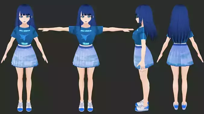 Anime Katsune 3D Model Rigged T-Pose 3D model
